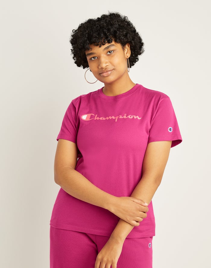 Champion Womens T-Shirt NZ - Classic Pink ( 8920-GKTMI )